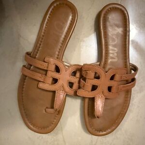 Women’s Tan Leather Slide Sandals - Sam Edelman